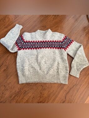 Vintage Lobo By Pendleton Call Of The Wild Aztec Beige Red Pullover Sz L USA